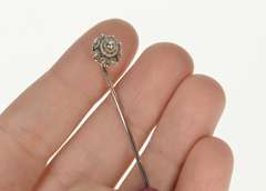 Sterling Silver Etruscan Motif Decorative Ornate Round Stick Pin