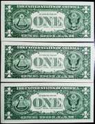 (3) Gem Crisp 1957 $1 Star Replacement Silver Certificates-Consecutive!