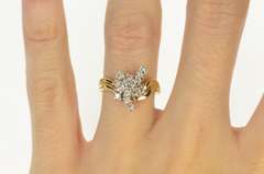 14K Yellow Gold 0.45 Ctw Diamond Freefrom Cluster Statement Ring
