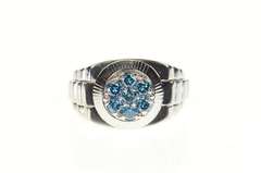 14K White Gold 0.70 Ctw Men's Blue Diamond Watch Band Ring