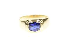 10K Yellow Gold Faceted Syn. Sapphire Men's Statement Ring