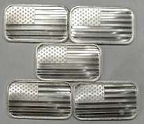 5 1oz American Flag Silver Bars
