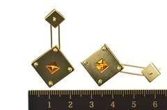 18K Yellow Gold M. Good Designer Citrine Square Dangle Earrings