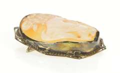 14K Yellow Gold Art Deco Ornate Carved Lady Cameo Filigree Pendant/Pin