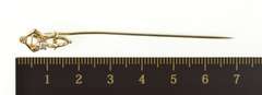 Gold Filled Retro Ornate Floral Design CZ Accent Stick Pin