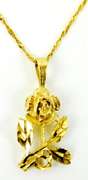 14K Glistening Rose Pendant & 25 Inch Chain