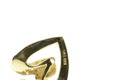 14K Yellow Gold Wavy Curvy Baguette Diamond Heart Love Pendant