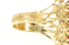 14K Yellow Gold Ornate Oval Garnet Halo Elaborate Cocktail Ring
