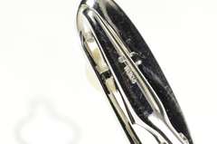 14K White Gold Retro Mikimoto Pearl Oval Geometric Diamond Tie Bar