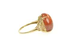 10K Yellow Gold Ornate Filigree Sunstone Cabochon Statement Ring