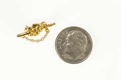 14K Yellow Gold Suicide King Sword Through Head Symbol Pin/Brooch