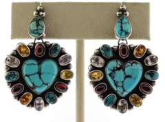 Sterling Silver Heart Shape Turquoise Drop Earrings