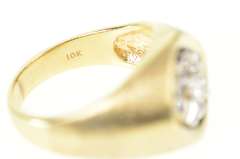 10K Yellow Gold Retro Two Tone Diamond Cluster Statement Ring