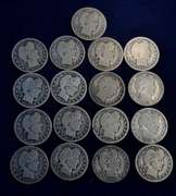 Lot Of 17 Barber Quarters Circulated