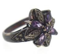 Sterling Silver Marcasite Amethyst Ring