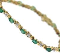 Fabulous Diamond and Pear Emerald Tennis Bracelet