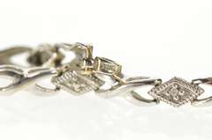 10K White Gold Diamond X Criss Cross Link Chain Tennis Bracelet