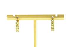 14K Yellow Gold Round Peridot Inset Ornate Scroll Hoop Earrings