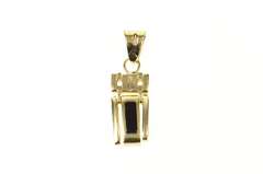 14K Yellow Gold Black Onyx Inset Squared Drop Bar Pendant