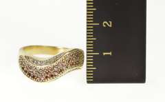 14K Yellow Gold 0.71 Ctw Pave Red Diamond Wave Statement Ring