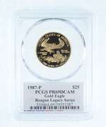 PR69DCAM 1987-P $25 American Gold Eagle 1/2 Oz Fine Gold Reagan - PCGS