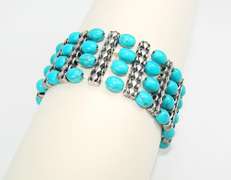 Beautiful Color Art & Craft Beaded Silver Tone Bracelet