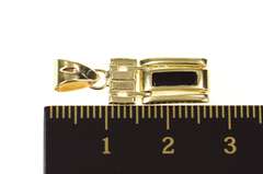 14K Yellow Gold Black Onyx Inset Squared Drop Bar Pendant