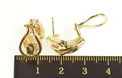 14K Yellow Gold Baguette Diamond Criss Cross French Clip Earrings