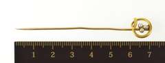 14K Yellow Gold Pearl Inset Shamrock Clover Victorian Stick Pin