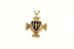 14K Yellow Gold 1930's Victorian Seed Pearl Enamel Fraternity Pendant