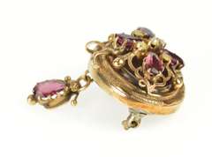 14K Yellow Gold Victorian Seed Pearl Tourmaline Statement Pin/Brooch