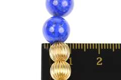 14K Yellow Gold Lapis Lazuli Beaded Strand Statement Necklace