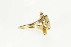 14K Yellow Gold Oval Natural Opal Diamond Petal Accent Bypass Ring