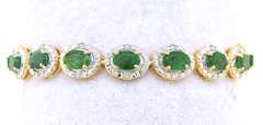 Gorgeous Emerald & Diamond Bracelet in Vermeil
