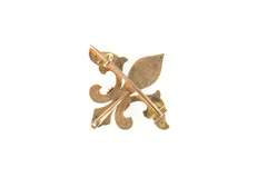 14K Yellow Gold Victorian Enamel Fleur De Lis Seed Pearl Pin/Brooch