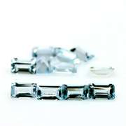 Vivid! 4.16ct emerald cut Swiss blue Topaz set