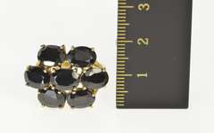 10K Yellow Gold Deep Navy Sapphire Oval Cluster Cocktail Ring