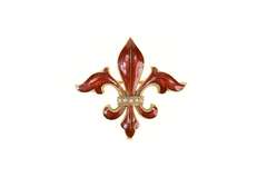 14K Yellow Gold Victorian Enamel Fleur De Lis Seed Pearl Pin/Brooch