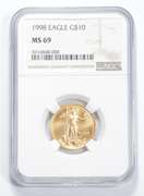 MS69 1998 $10.00 American Gold Eagle 1/4 Oz .999 Fine Gold - NGC