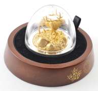 3D COIN! 2017 Canada $100 Elk 10 Oz Silver 24K Gold Gild - Box/COA