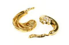 18K Yellow Gold 1.20 Ctw Diamond Torres Designer Clip Back Earrings