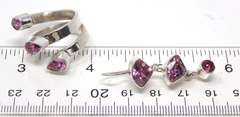 Sterling Silver Pink Stone Ring and Earrings