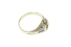 14K White Gold Art Deco 2.5mm Sapphire Accent Setting Ring
