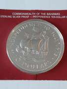 1970 Unc $ 5&$10 Proof Bahama Sterling Silver Crowns