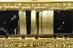 18K Yellow Gold Men's Rutilated Quartz Black Onyx Ornate Cuff Links