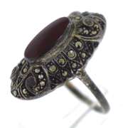 Sterling Silver Carnelian Marcasite Ring