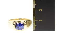 10K Yellow Gold Faceted Syn. Sapphire Men's Statement Ring