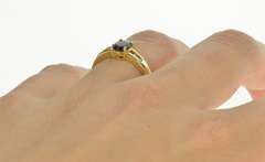 14K Yellow Gold Natural Sapphire Baguette Diamond Engagement Ring