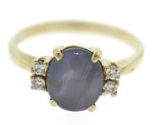 Fantastic 14kt Yellow Gold Oval Star Sapphire and Diamond Ring