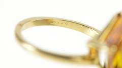 14K Yellow Gold Retro 1960's Triangle Citrine CZ Cocktail Ring